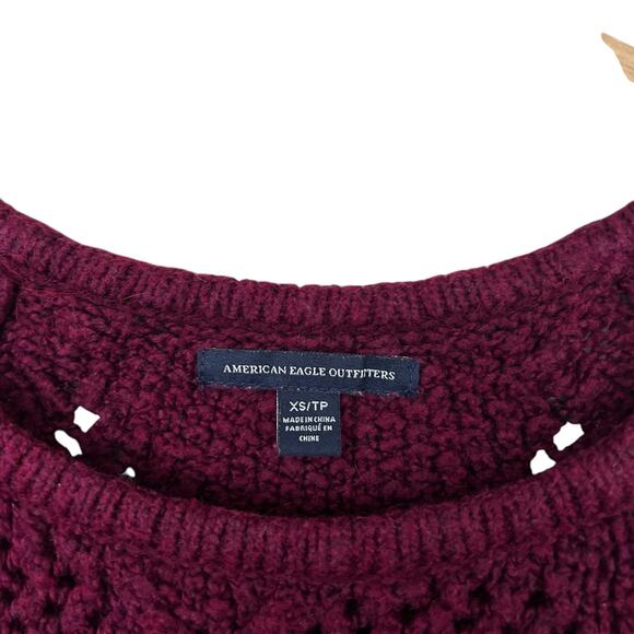 American Eagle Maroon Wool Blend Knit Sweater Sz XS - Picture 3 of 5
